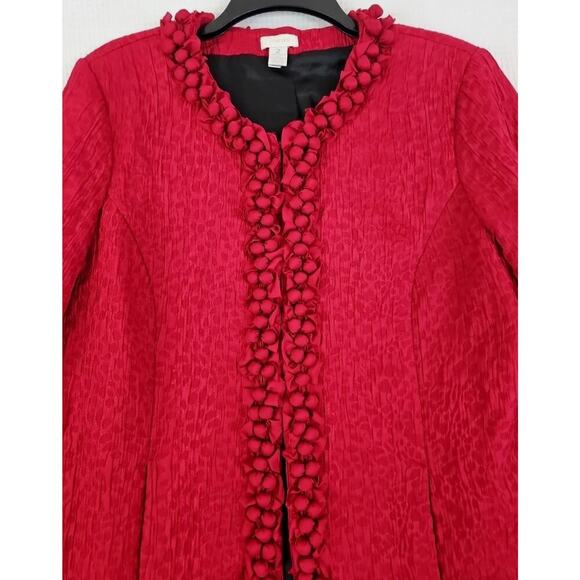 Chico's ~Woman 2(L)~ Red Textured Fabric Blazer Party to Office Wear Jacket. - Picture 14 of 15
